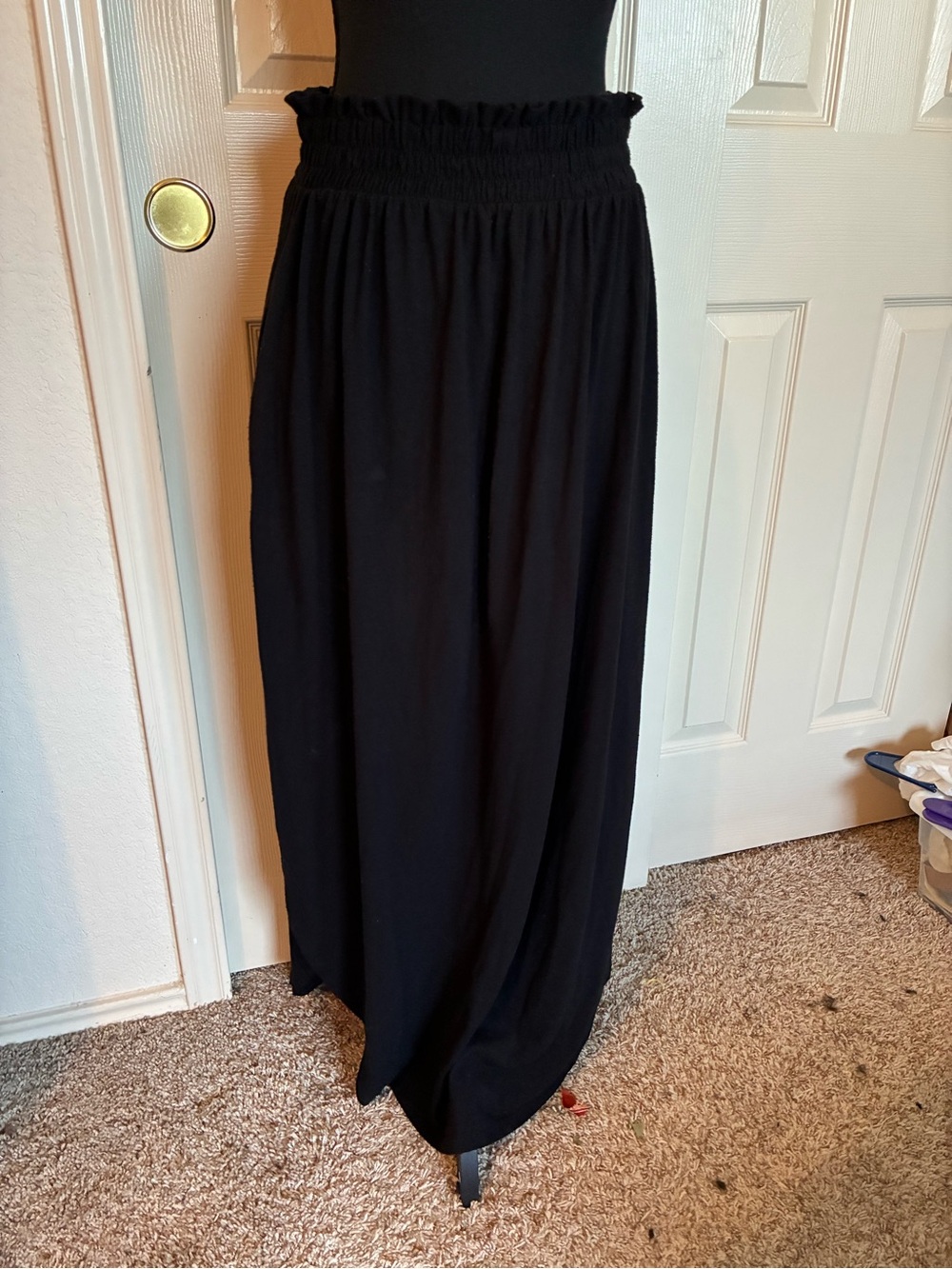 Zenana Outfitters Black Smocked-Waist Maxi Skirt